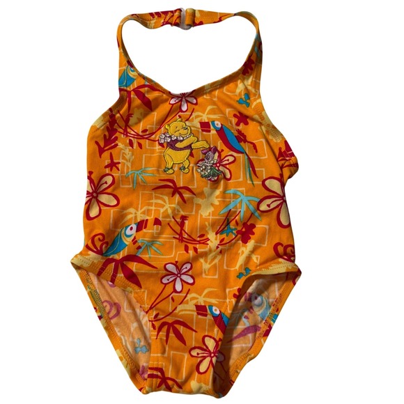 Disney Other - New Vintage 90s Disney Winnie Pooh Tropical Swimsuit one piece halter 18m girl